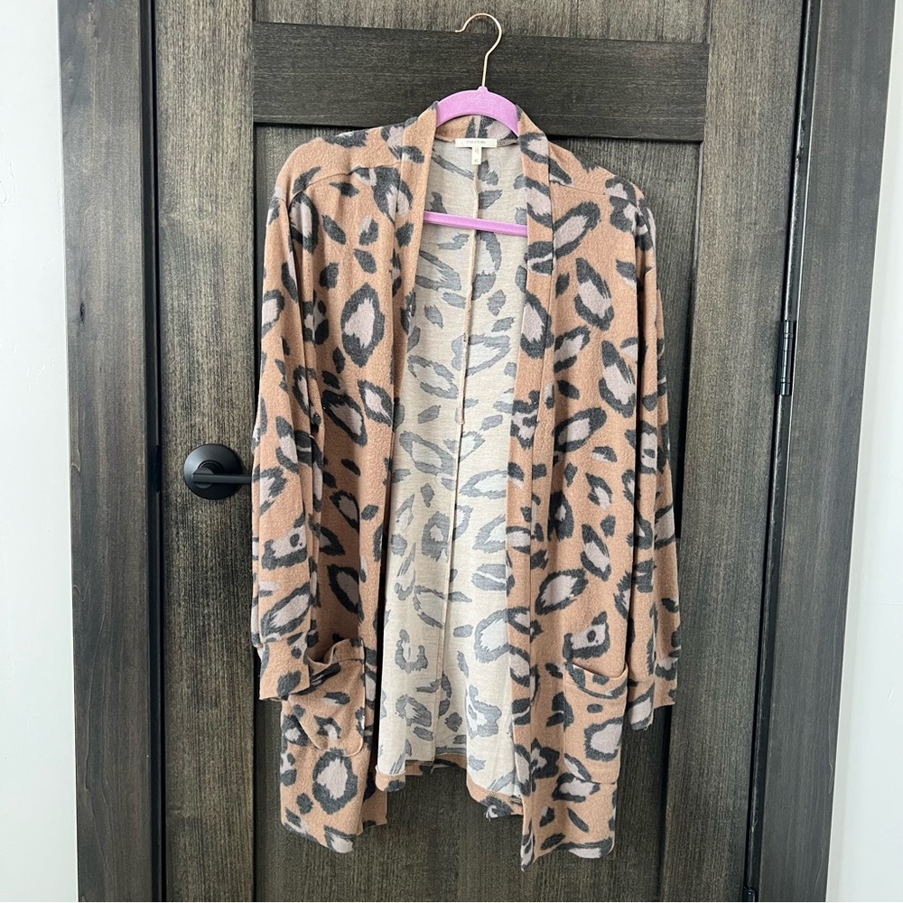 Women’s Maurice’s Leopard Print Open Front Cardigan Size XL